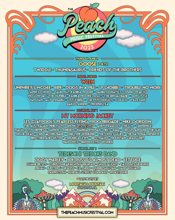 PEACH MUSIC FESTIVAL REVEALS DAILY SET TIMES Grateful Web